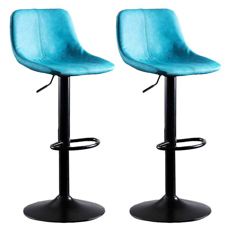 Contemporary Metal Barstool Low Back Faux Leather Barstools in Matte Finish Home