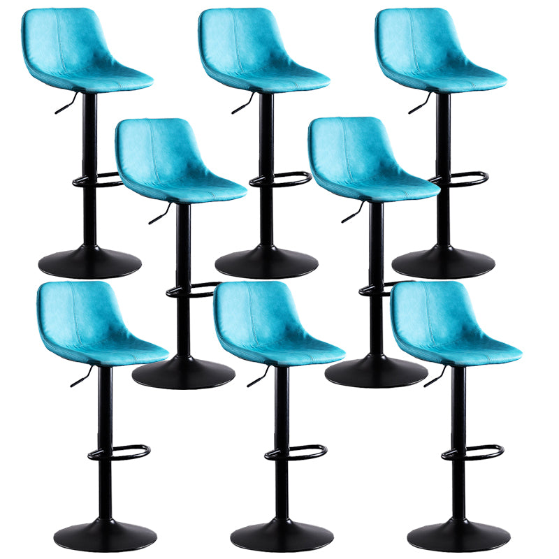 Contemporary Metal Barstool Low Back Faux Leather Barstools in Matte Finish Home