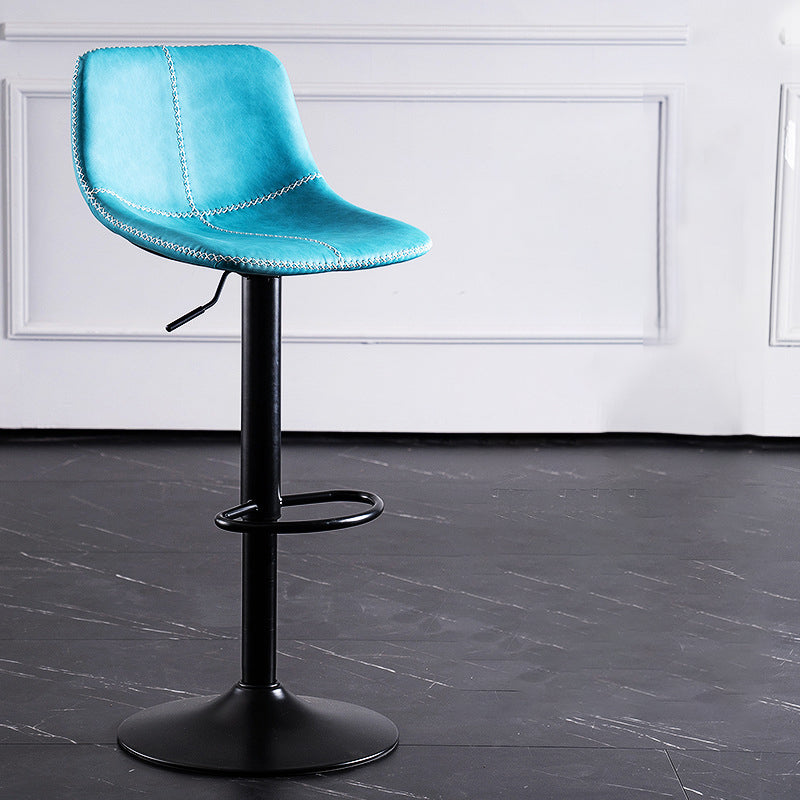 Contemporary Metal Barstool Low Back Faux Leather Barstools in Matte Finish Home