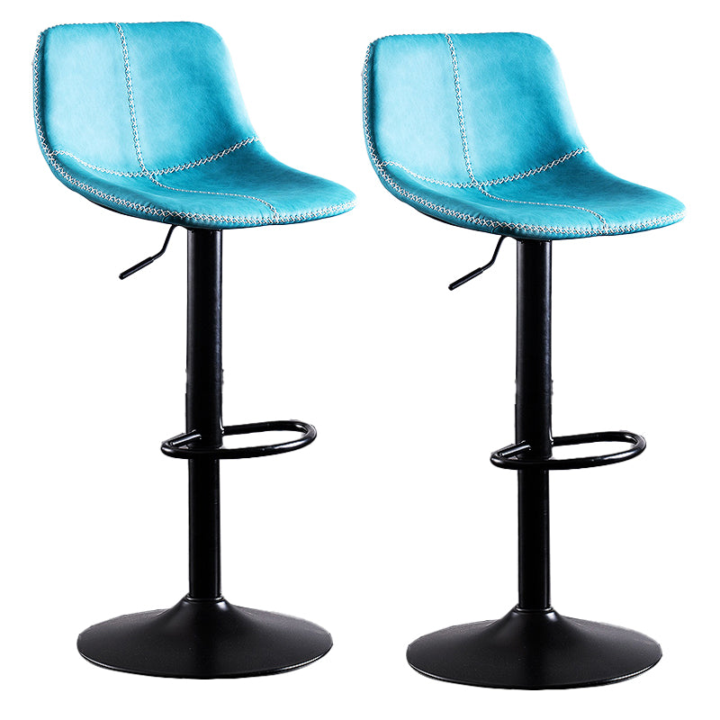 Contemporary Metal Barstool Low Back Faux Leather Barstools in Matte Finish Home