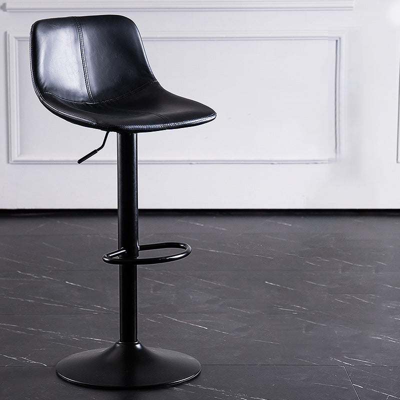 Contemporary Metal Barstool Low Back Faux Leather Barstools in Matte Finish Home