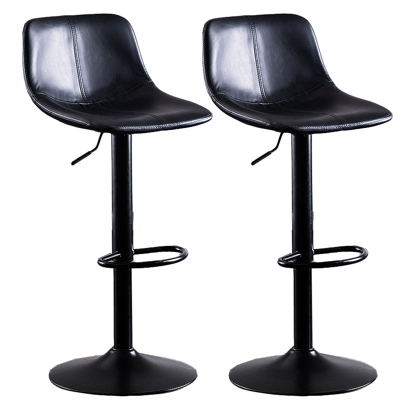 Contemporary Metal Barstool Low Back Faux Leather Barstools in Matte Finish Home