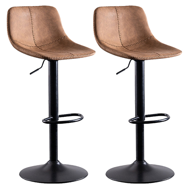 Contemporary Metal Barstool Low Back Faux Leather Barstools in Matte Finish Home