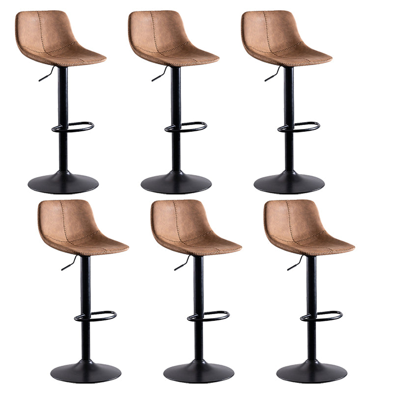 Contemporary Metal Barstool Low Back Faux Leather Barstools in Matte Finish Home