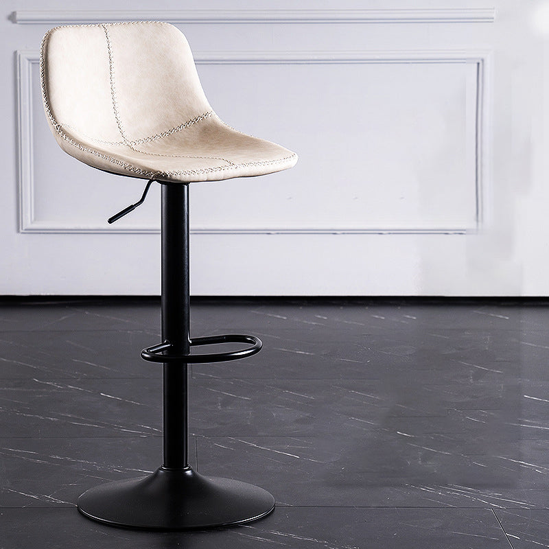 Contemporary Metal Barstool Low Back Faux Leather Barstools in Matte Finish Home