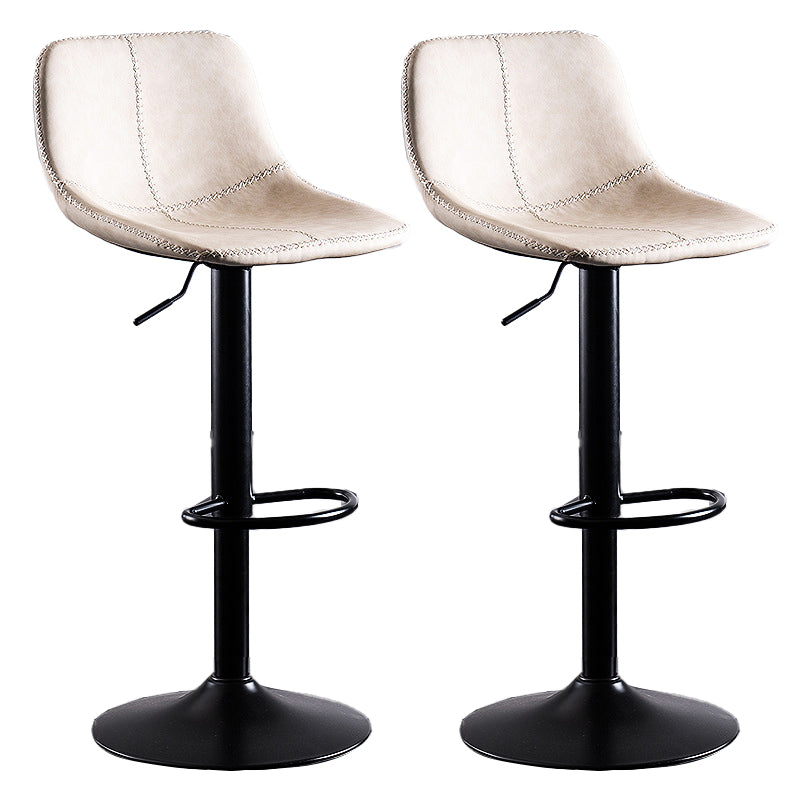 Contemporary Metal Barstool Low Back Faux Leather Barstools in Matte Finish Home