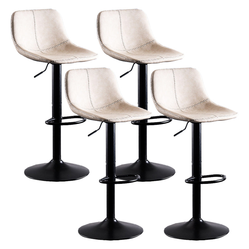 Contemporary Metal Barstool Low Back Faux Leather Barstools in Matte Finish Home