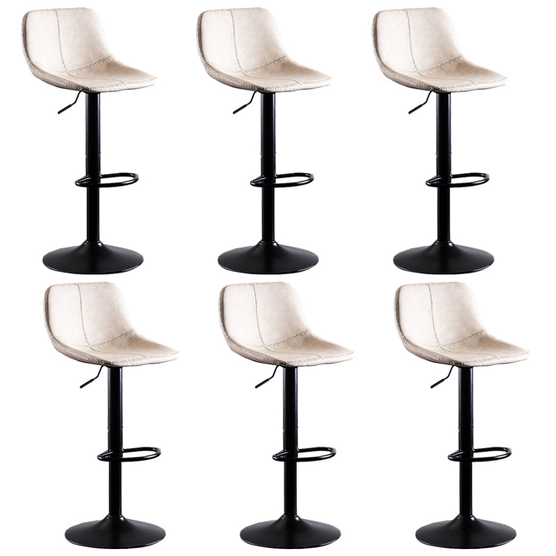 Contemporary Metal Barstool Low Back Faux Leather Barstools in Matte Finish Home