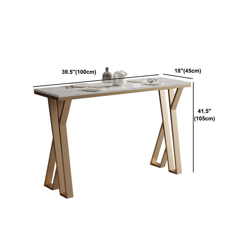 Glam 1/2/5 Pieces Bar Table Set Rectangle Stone Bar Table with Metal High Stools