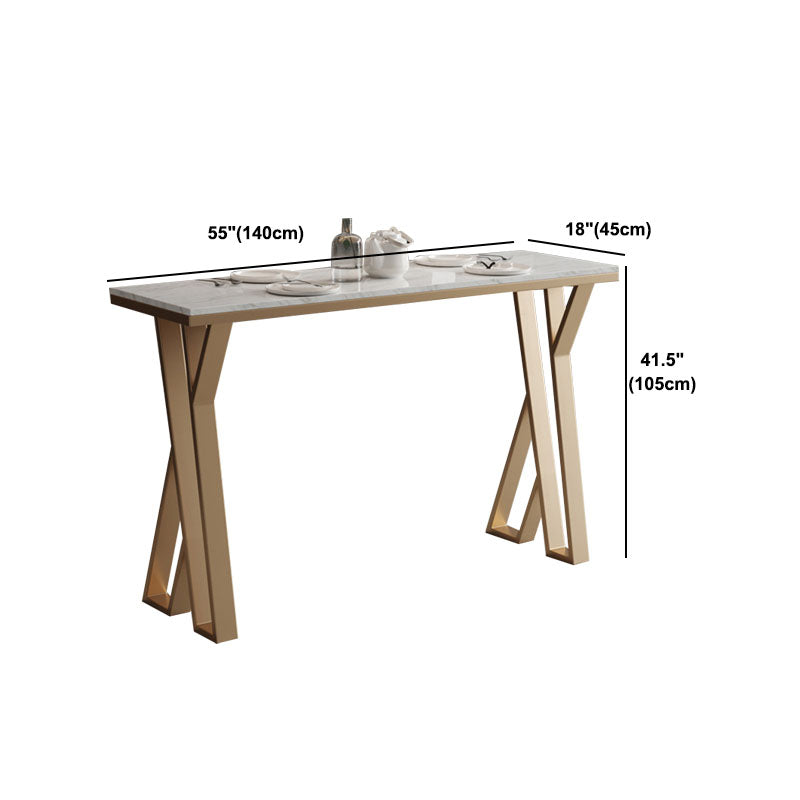 Glam 1/2/5 Pieces Bar Table Set Rectangle Stone Bar Table with Metal High Stools