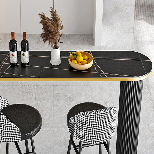 Contemporary Bar Table Set 1/2/3 Pcs Stone Top Bar Table with Upholstered Bar Stools