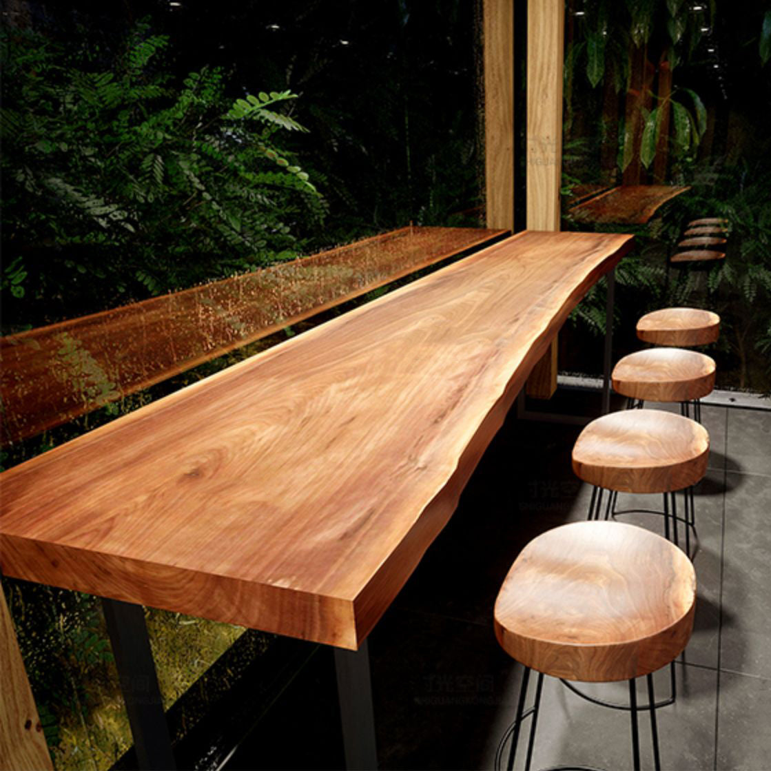 Modern Wood Counter Height Set 1/2/5 Pieces Indoor Natural Counter Set