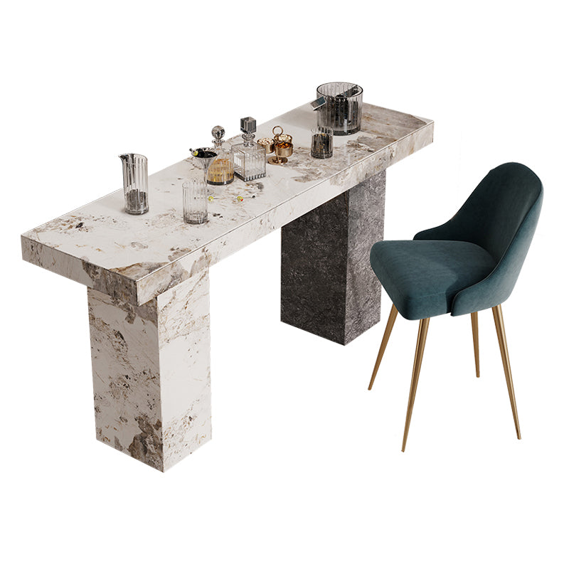 Modern Pub Dining Set 1/2/3/4/5 Pieces Stone Top Rectangle Indoor Counter Height Pub Set