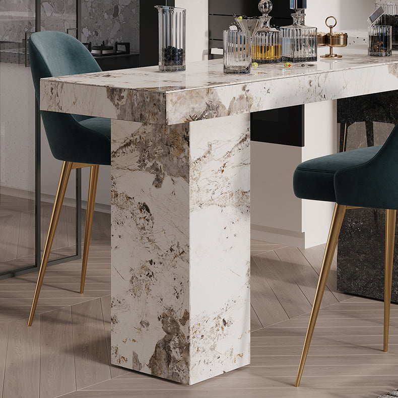 Modern Pub Dining Set 1/2/3/4/5 Pieces Stone Top Rectangle Indoor Counter Height Pub Set