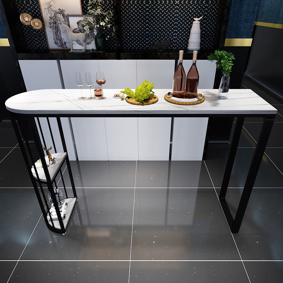 Modern Bar Table Set 1/3/5 Pieces Rectangle Stone Counter Table with Stools for Kitchen