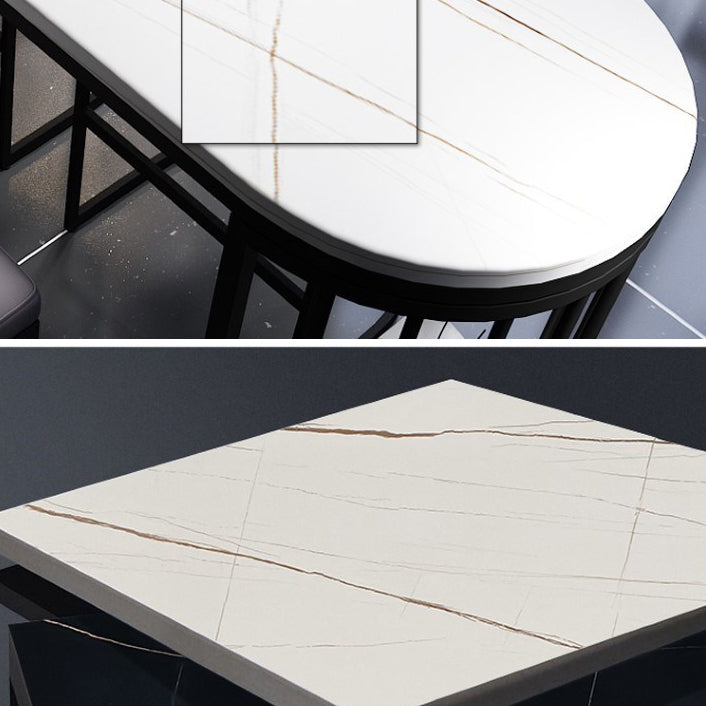 Modern Bar Table Set 1/3/5 Pieces Rectangle Stone Counter Table with Stools for Kitchen