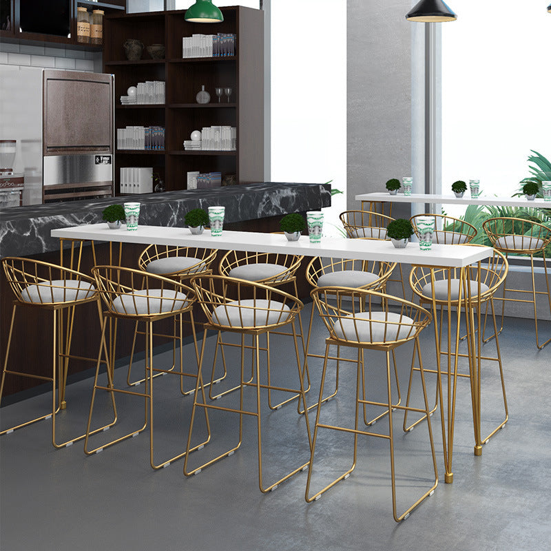 Glam Style 1/2/5/9 Pieces Bar Table Set Rectangle Bar Table with Metal High Stools