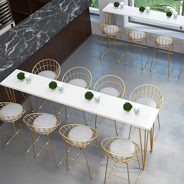 Glam Style 1/2/5/9 Pieces Bar Table Set Rectangle Bar Table with Metal High Stools