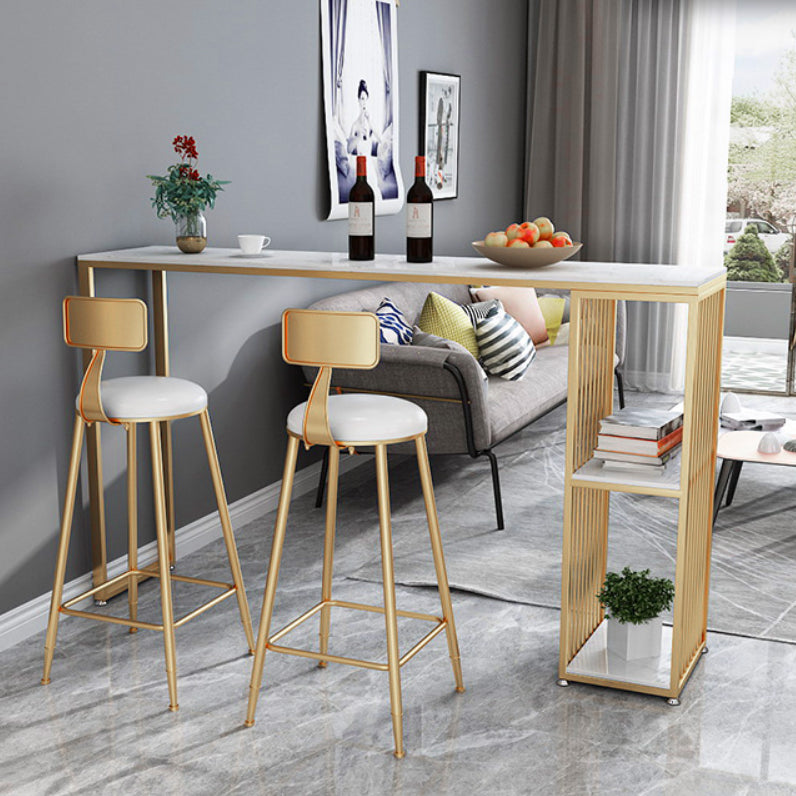 Modern 1/3 Pieces Bar Table Set Rectangle Stone Counter Table for Living Room