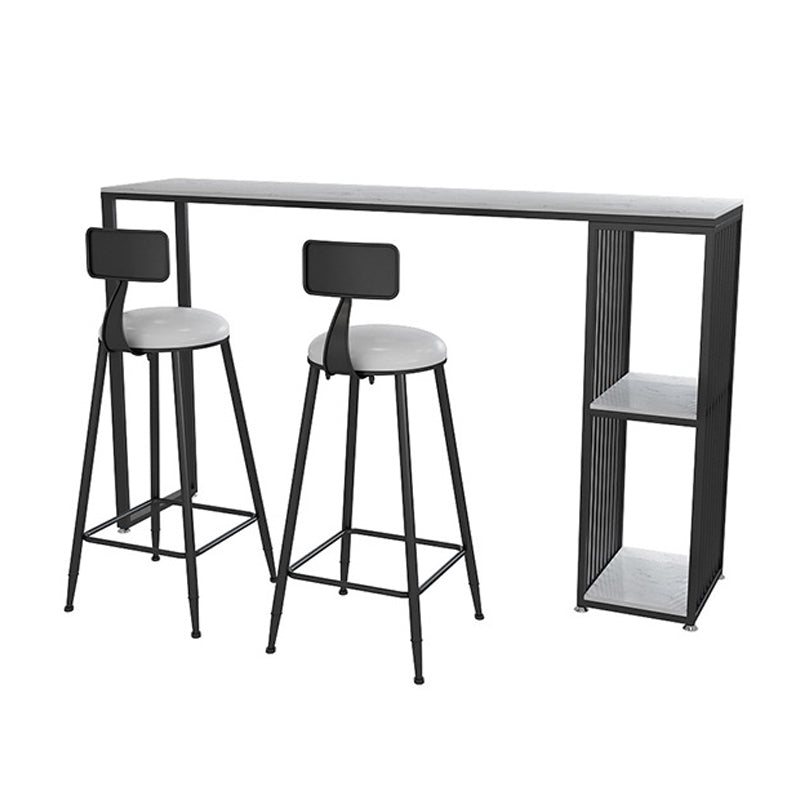 Modern 1/3 Pieces Bar Table Set Rectangle Stone Counter Table for Living Room