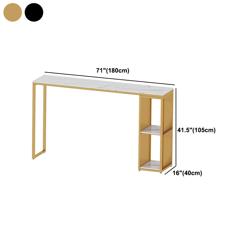 Modern 1/3 Pieces Bar Table Set Rectangle Stone Counter Table with High Stools for Kitchen
