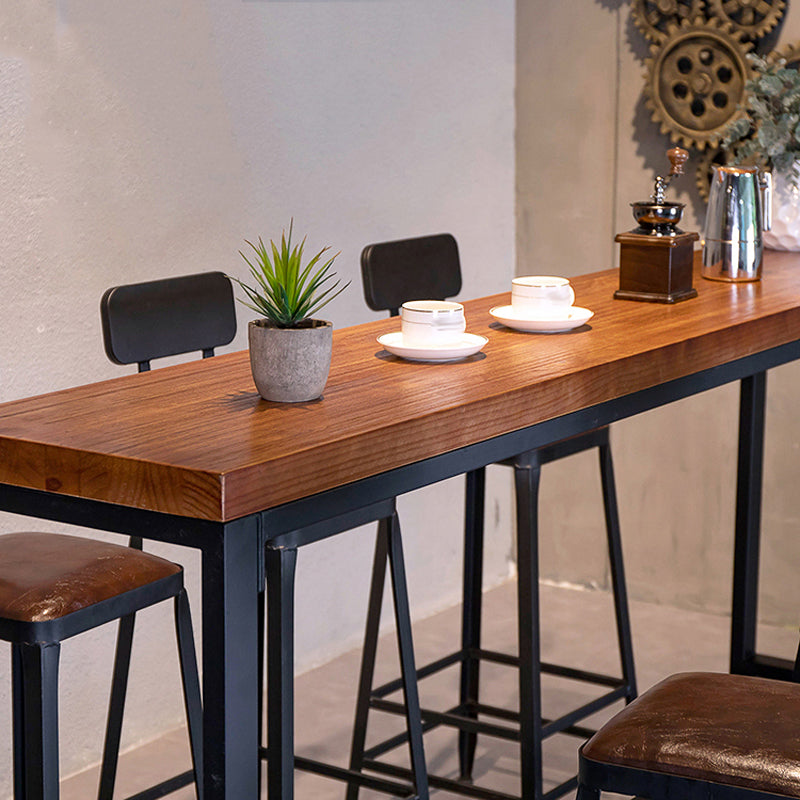 Industrial 1/2/4/7/9 Pieces Bar Table Set Rectangle Bar Table with High Wood Stools