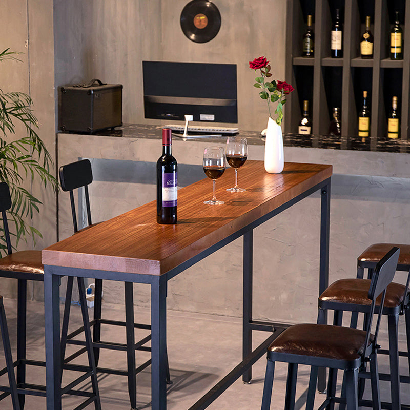 Industrial 1/2/4/7/9 Pieces Bar Table Set Rectangle Bar Table with High Wood Stools