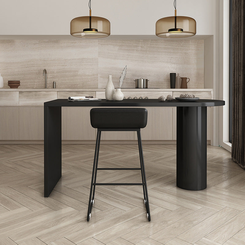 Solid Wood Pub Table Contemporary Bar Table with Double Pedestal