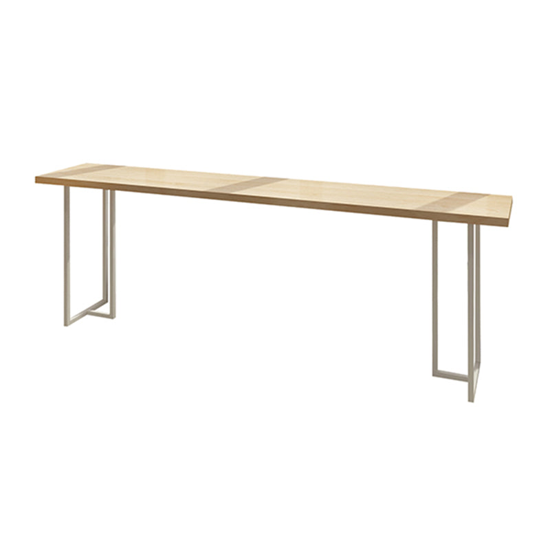 Contemporary Rectangle Bar Dining Table Pine Wood Bar Table with Double Pedestal