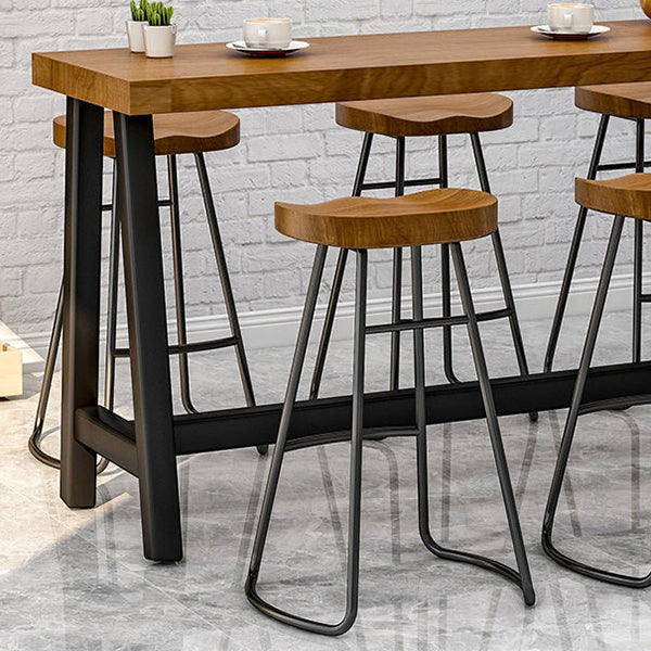 Modem Style Rectangle Bar Table Solid Wood Bar Dining Table with Trestle Base