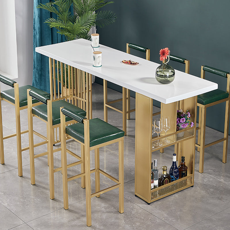 Wood Bar Table Traditional Luxury Rectangle Bar Counter Table with Double Pedestal