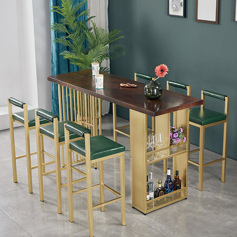 Wood Bar Table Traditional Luxury Rectangle Bar Counter Table with Double Pedestal