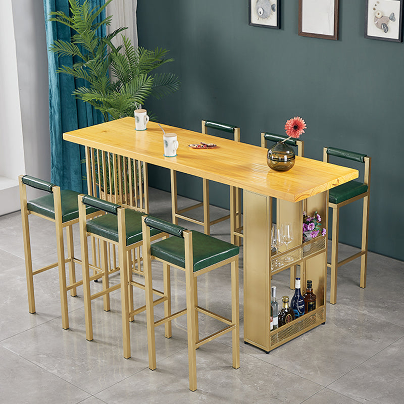 Wood Bar Table Traditional Luxury Rectangle Bar Counter Table with Double Pedestal