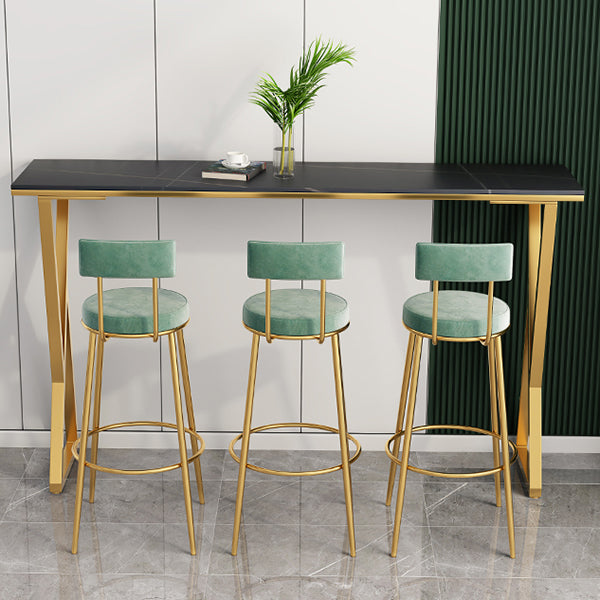 Rectangle Stone Bistro Table Modern Pub Table with Double Pedestal