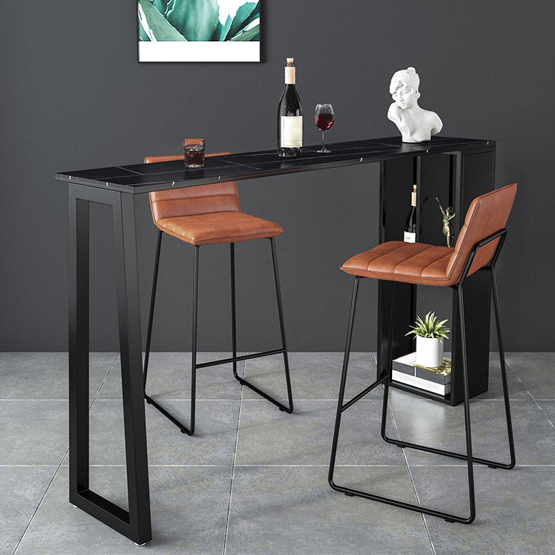 Rectangular Stone Bar Table Contemporary Bistro Table with Storage