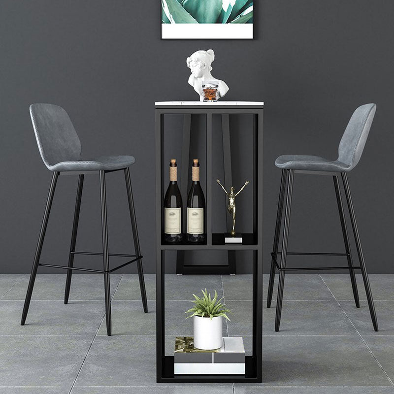 Rectangular Stone Bar Table Contemporary Bistro Table with Storage