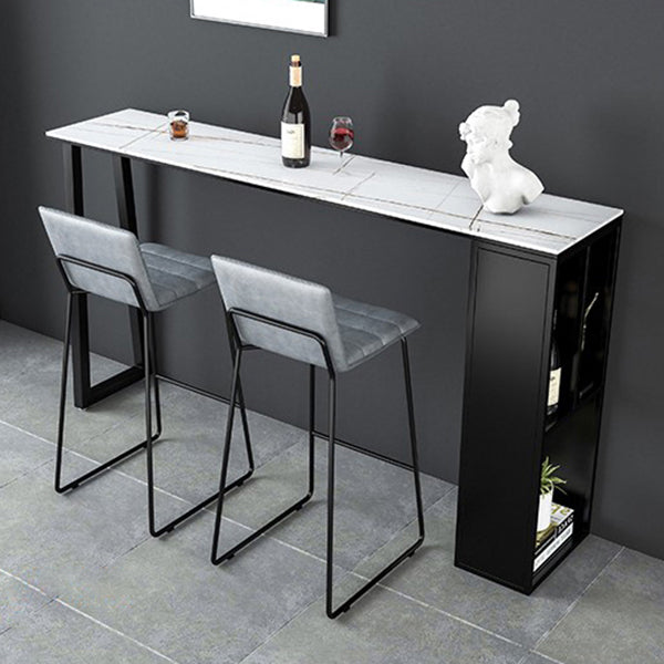 Rectangular Stone Bar Table Contemporary Bistro Table with Storage