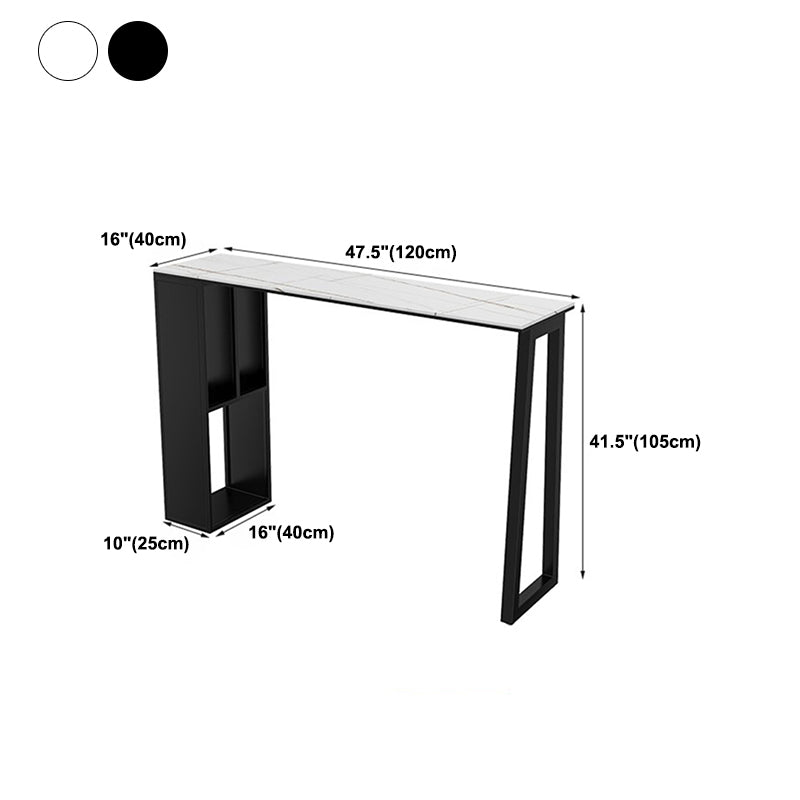 Rectangular Stone Bar Table Contemporary Bistro Table with Storage