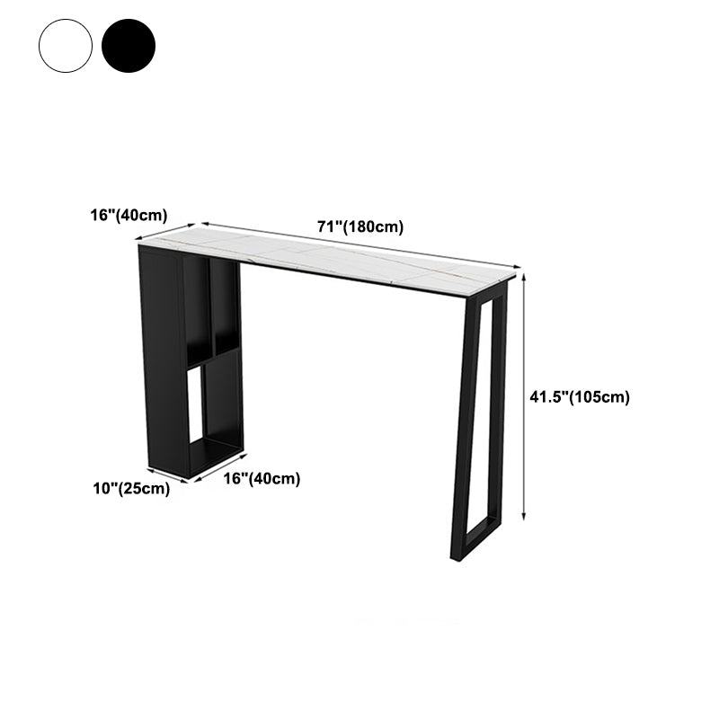 Rectangular Stone Bar Table Contemporary Bistro Table with Storage