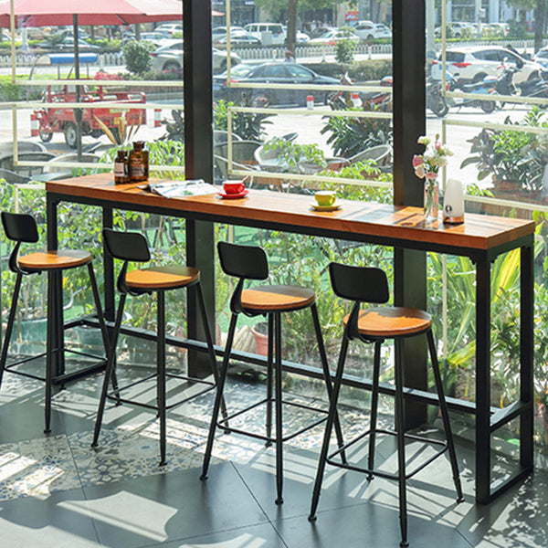 Solid Wood Pub Table Modern Rectangle Bar Height Bar Table in Brown