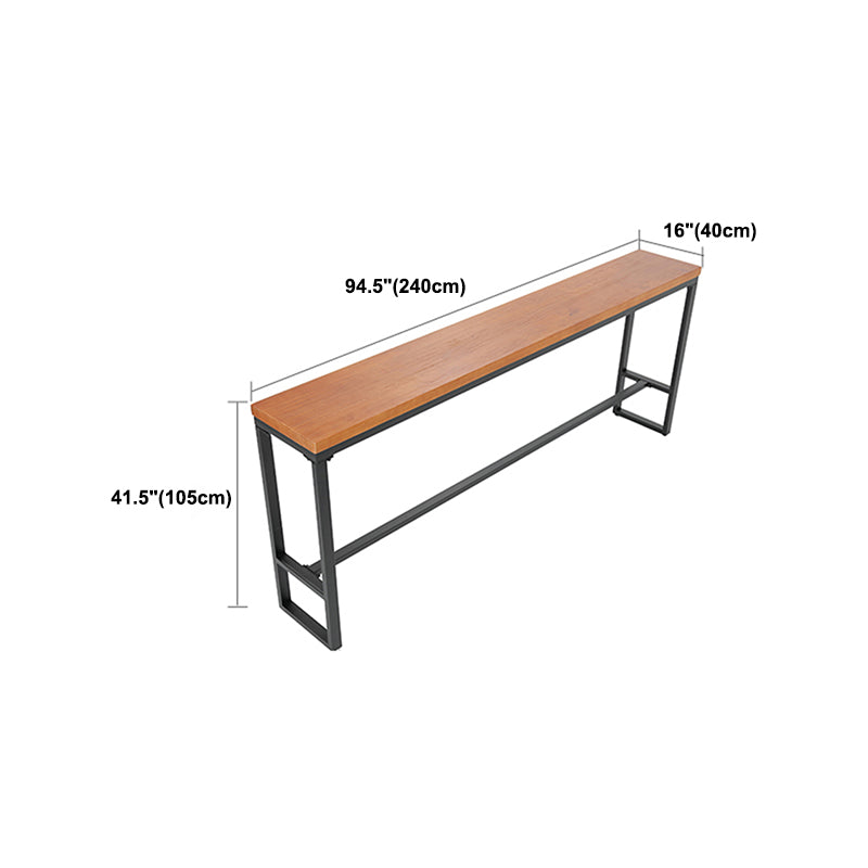 Solid Wood Pub Table Modern Rectangle Bar Height Bar Table in Brown