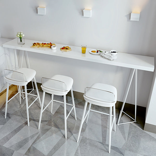 Modern Rectangle Bar Dining Table Artificial Wood Bistro Table in White