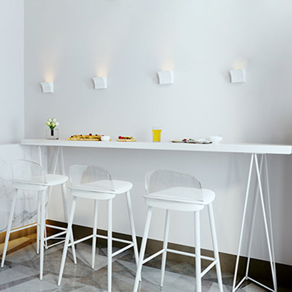 Modern Rectangle Bar Dining Table Artificial Wood Bistro Table in White