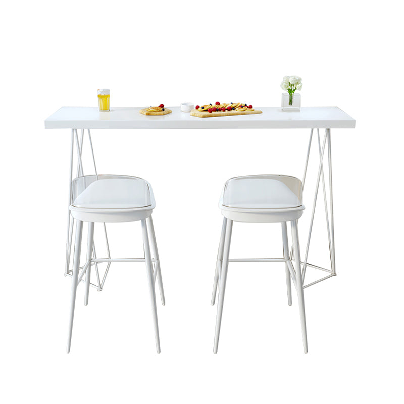 Modern Rectangle Bar Dining Table Artificial Wood Bistro Table in White