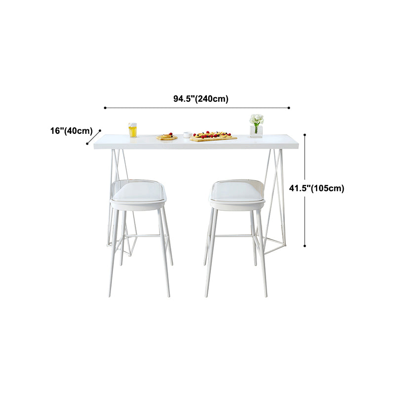 Modern Rectangle Bar Dining Table Artificial Wood Bistro Table in White