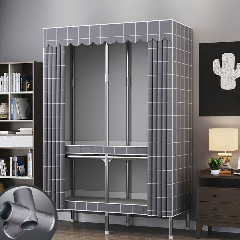Contemporary Style Metal Wardrobe Cloth Rod Included Wardrobe Closet for Home