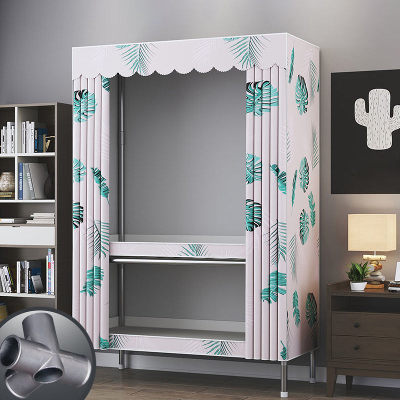 Contemporary Style Metal Wardrobe Cloth Rod Included Wardrobe Closet for Home