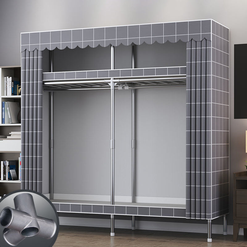 Contemporary Style Metal Wardrobe Cloth Rod Included Wardrobe Closet for Home