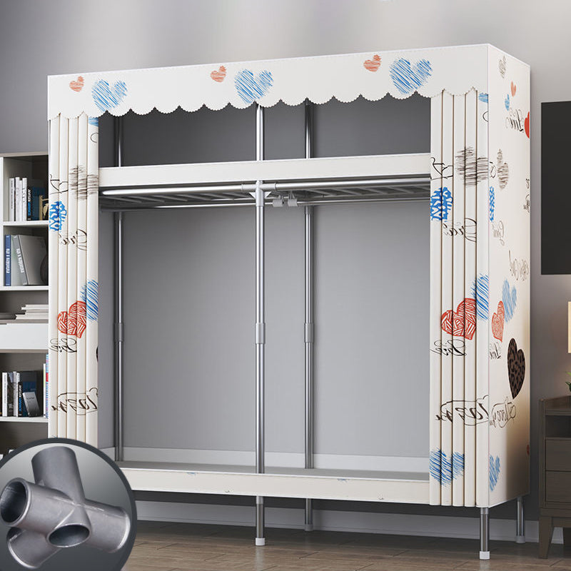 Contemporary Style Metal Wardrobe Cloth Rod Included Wardrobe Closet for Home