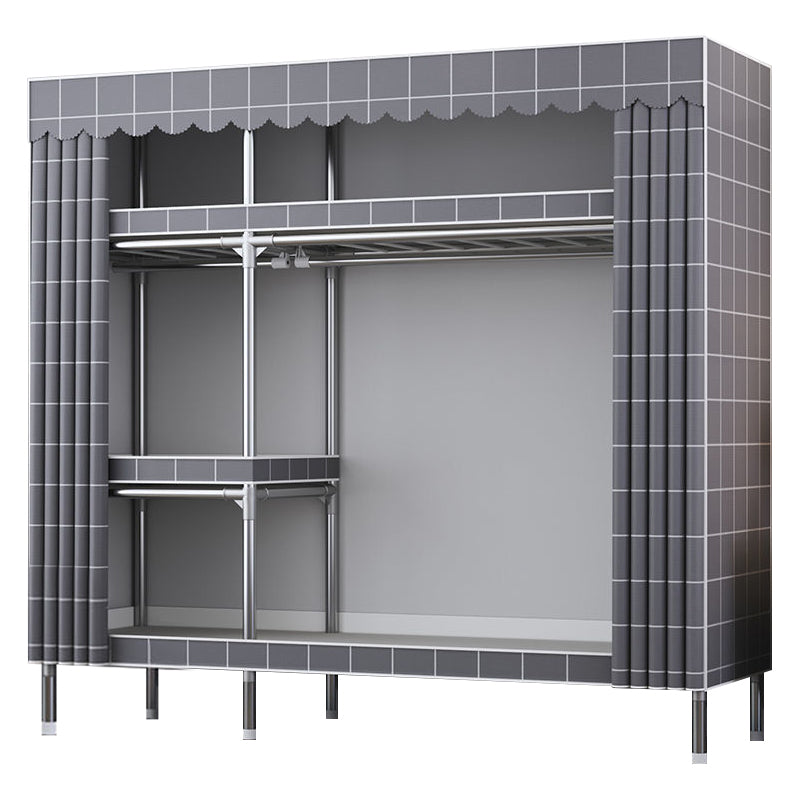Contemporary Style Metal Wardrobe Cloth Rod Included Wardrobe Closet for Home